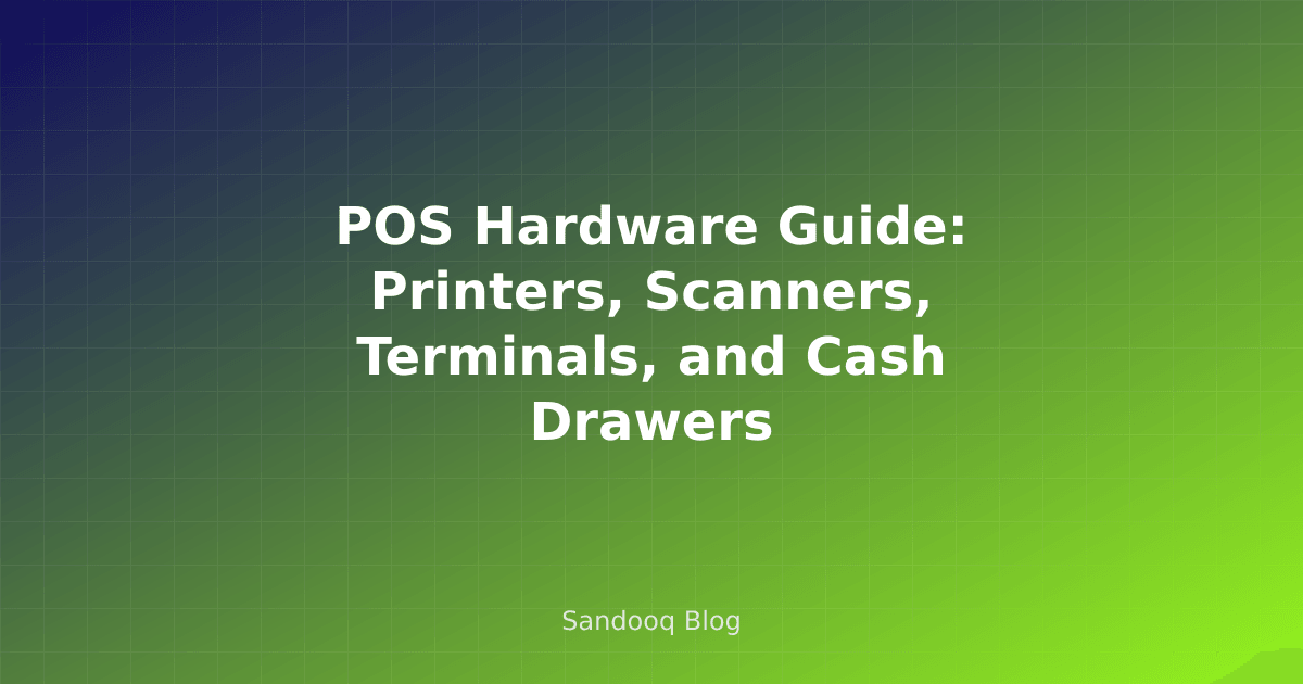 POS hardware setup with terminal, printer, and barcode scanner